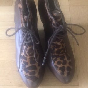 Leopard print wedge bootie